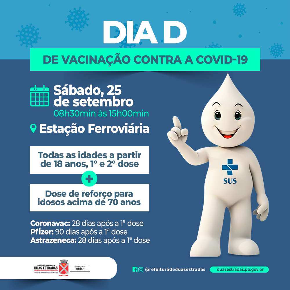 Duas Estradas inicia aplicação da 3° dose para idosos e continua para pessoas com 18+, sem comorbidade, neste sábado (25).