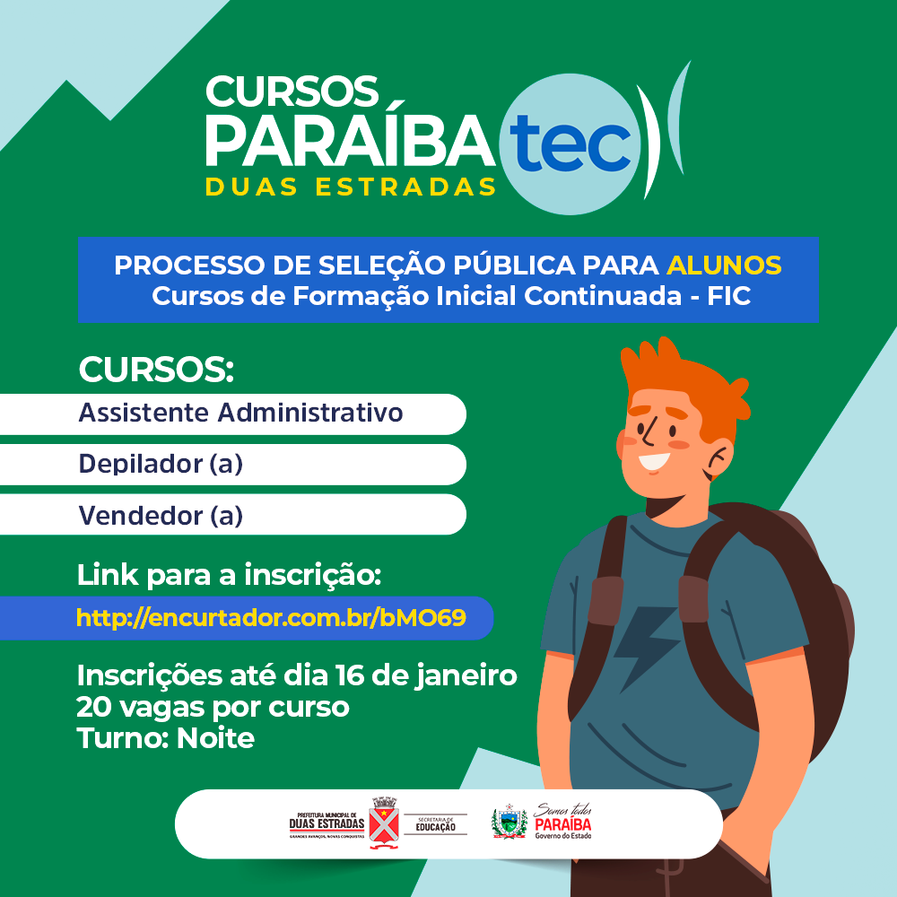 Duas Estradas é contemplado com cursos profissionalizantes do Paraibatec