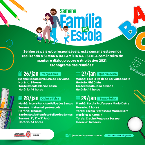 Secretaria de Educação de Duas Estradas realiza a Semana Família na Escola
