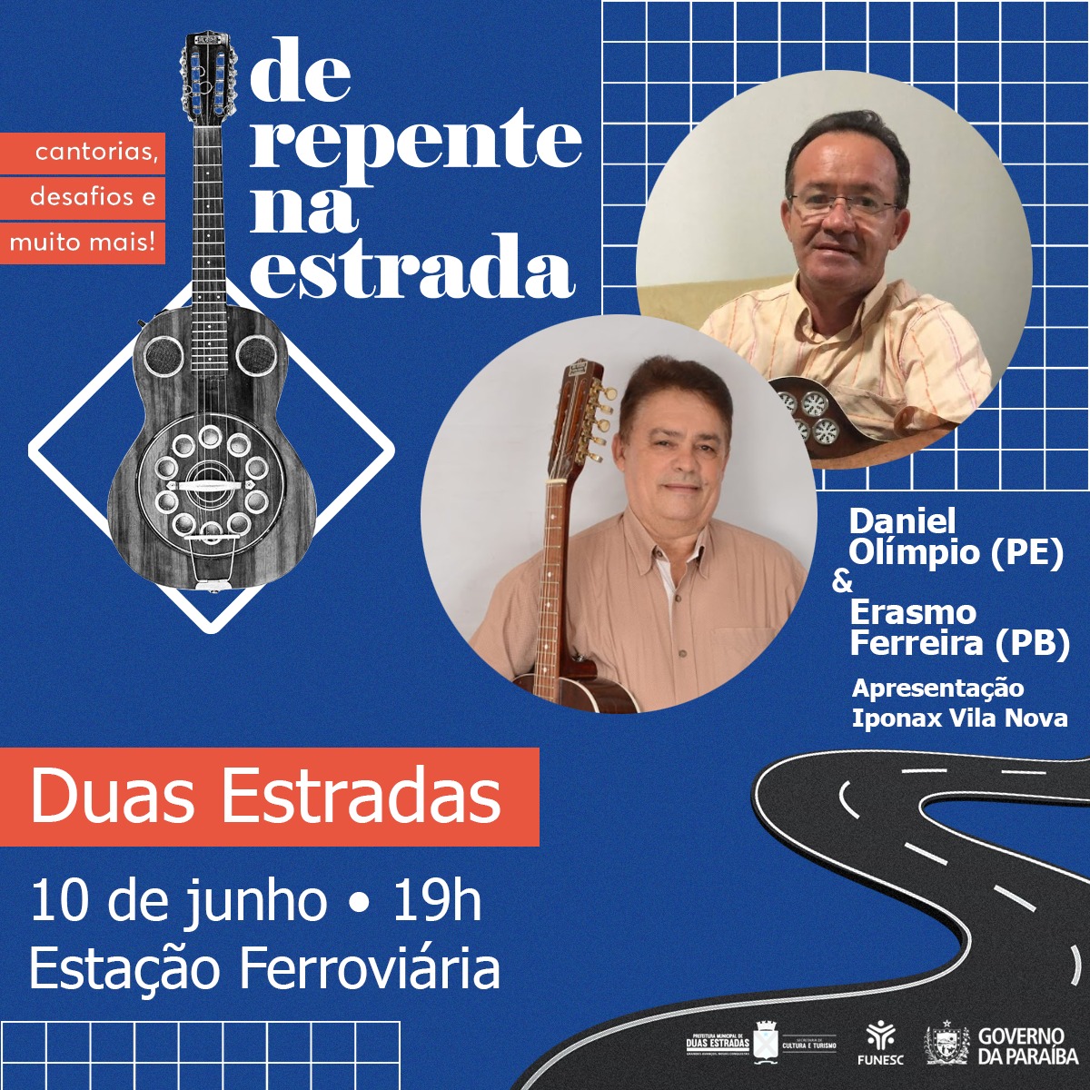 Projeto ‘De Repente na Estrada’ leva cantoria de Daniel Olímpio (PE) e Erasmo Ferreira (PB) ao município de Duas Estradas