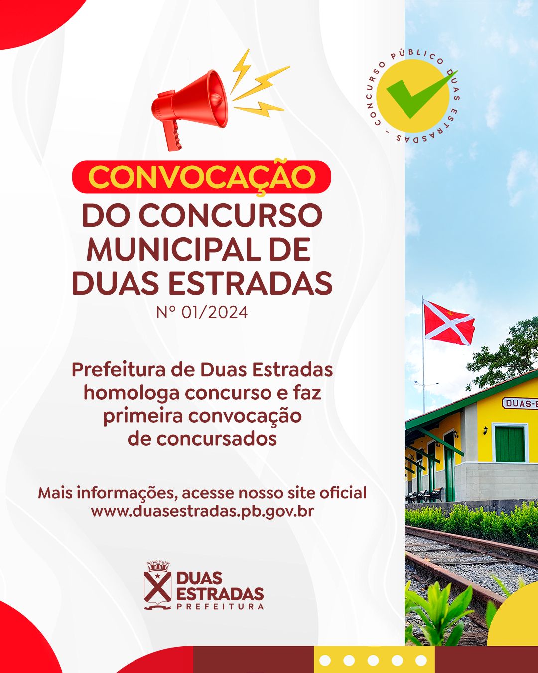 Prefeitura de Duas Estradas homologa concurso e faz primeira convocação de concursados